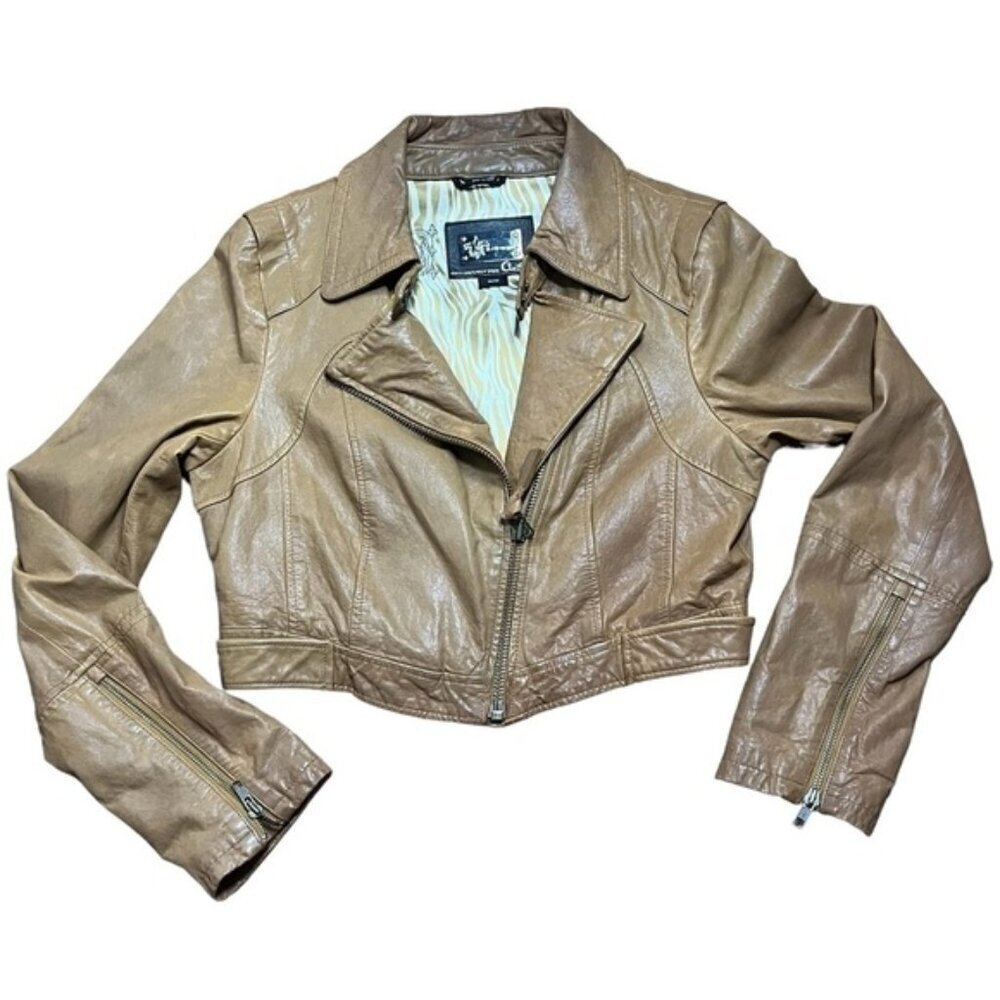 Aritzia Mackage Cropped Leather Moto Jacket Women Size Medium